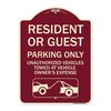 Signmission Parking Restriction Resident or Guest Parking Only Unauthorized Vehicles Towed at Own, BU-1824-23369 A-DES-BU-1824-23369